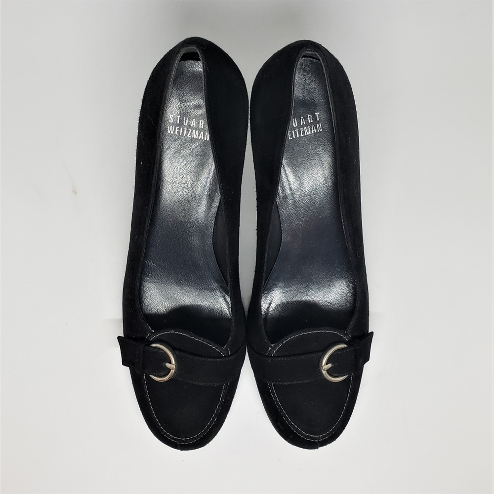 STUART WEITZMAN Suede Kitten heel Buckle Pump 8.5 - Picture 3 of 8